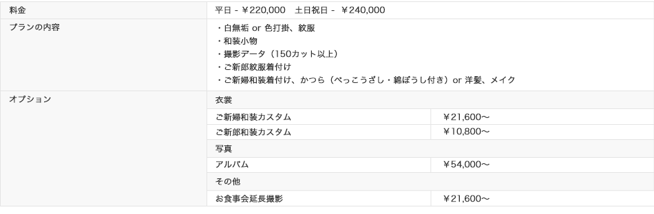 料金表